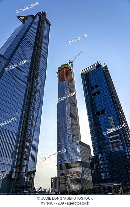 New Construction of Apartments, Offices and Hotels in Manhattan, New York City. Part of the Hudson Yards Complex, Late Day