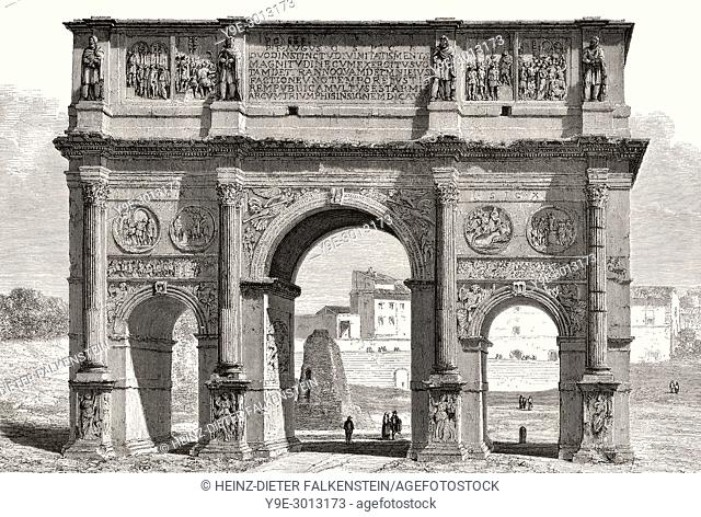 The Arch of Constantine, Via triumphalis, Rome, Italy, 19th Century