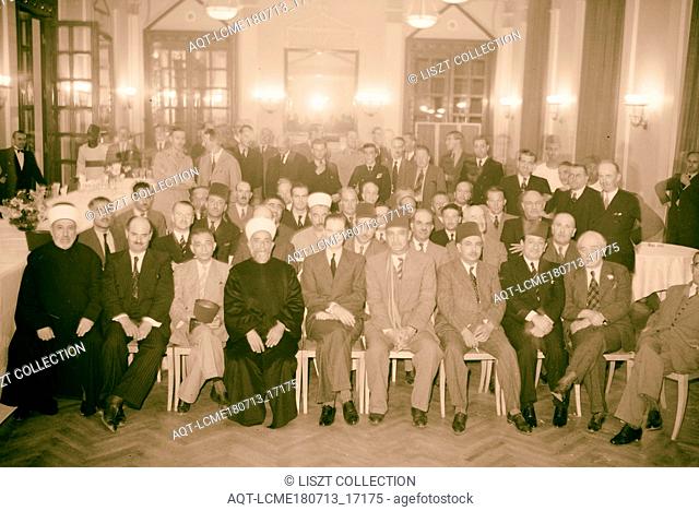 Reception at King David Hotel, Oct. 16, 1940 for Egyptians Ibrahim el-Mazuri & Full group of all guests, Jerusalem