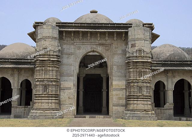 Outer view of Nagina Masjid (Mosque), built with pure white stone. UNESCO protected Champaner - Pavagadh Archaeological Park, Gujarat, India