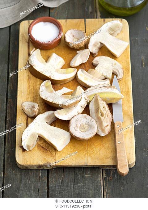 Sliced porcini mushrooms