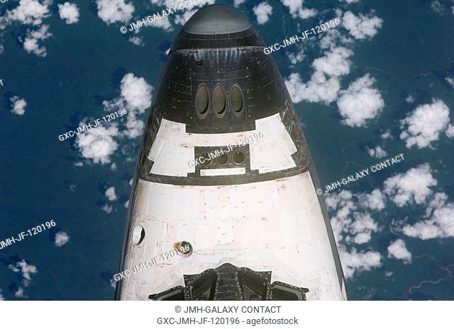 This view of the nose of the Space Shuttle Atlantis was provided by an Expedition 21 crew member during a survey of the approaching STS-129 vehicle prior to...