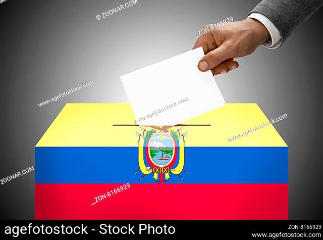Ballot box painted into national flag colors - Ecuador