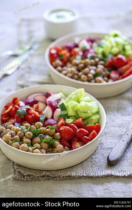 A veggie bowl with chickpeas
