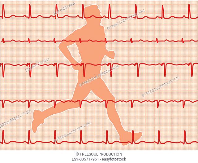heartbeat electrocardiogram and running man