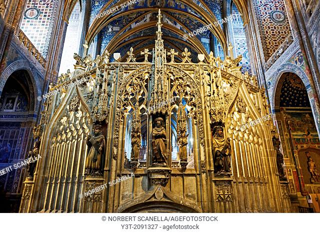 Europe, France, Tarn, Albi. Episcopal city, classified as UNESCO World Heritage. Cathedral Sainte-Cecile. Sculptural detail of the ambulatory