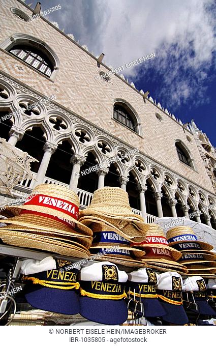 Souvenir stall in front of Doge's Palace, Venice, Veneto, Italy, Europe