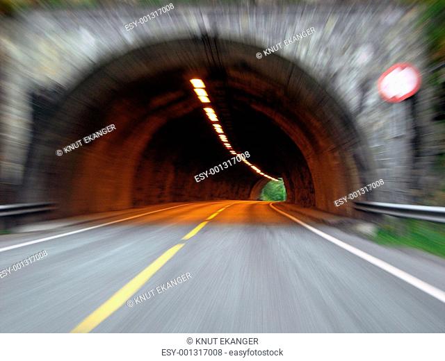 Norwegian tunnel, E-18 Fast driving / In Motion