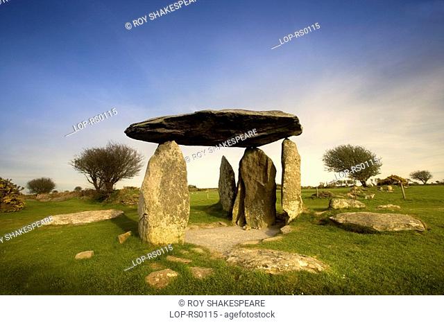 Wales, Pembrokeshire, Pentre Ifan Burial Chamber, Pentre Ifan Burial Chamber dated 3500BC in Pembrokeshire. It is the most popular megalithic site in Wales