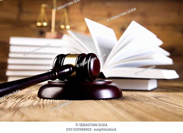 Legal gavel on a law book