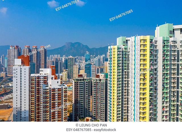 Kai Tak, Hong Kong 26 January 2019: Top view of Hong Kong city