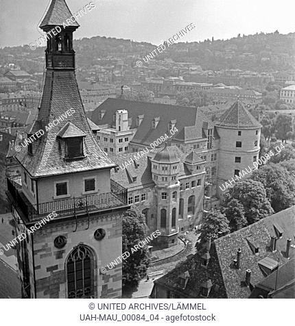 Blick auf das Alte Schloss in Stuttgart, Deutschland 1930er Jahre. View to the old castle of Stuttgart, Germany 1930s