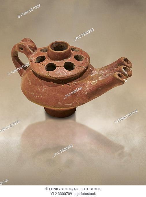 Bronze Age Anatolian terra cotta three spouted teapot - 19th to 17th century BC - Kültepe Kanesh - Museum of Anatolian Civilisations, Ankara, Turkey