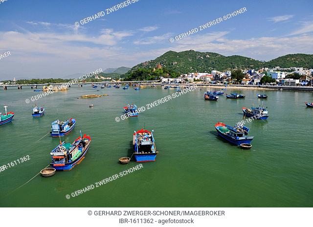 Fishing boats in the harbor of Nha Trang, Vietnam, Southeast Asia