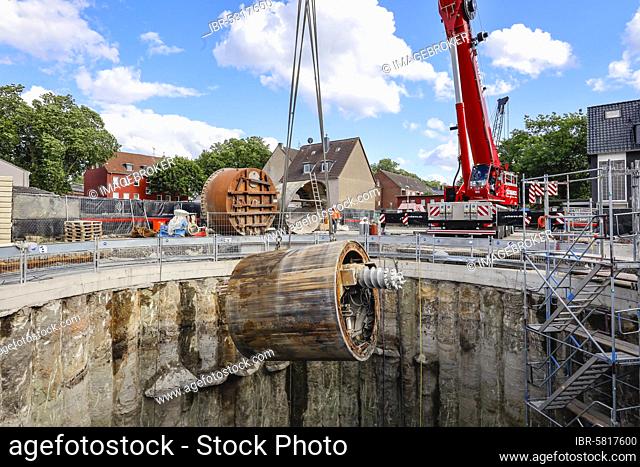 New construction of the Berne sewer, Emscher conversion, Essen, Ruhr area, North Rhine-Westphalia, Germany, Europe