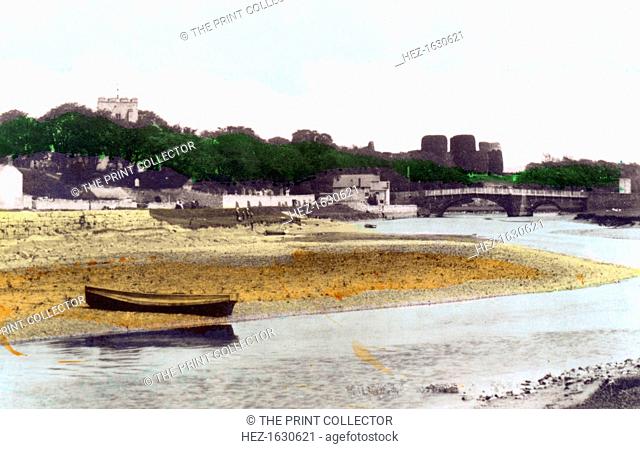 Rhuddlan Castle, near Rhyl, Denbighshire, 1926. From the River Valleys set of hand-coloured cigarette cards issued with Army Club Cigarettes, Cavanders Ltd