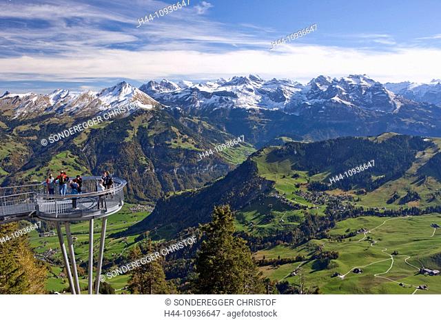 View platform, Stanserhorn, view, Innerschweiz, Alps, autumn, mountain, mountains, canton, Obwalden, canton, NW, Nidwalden, Switzerland, Europe, tourism