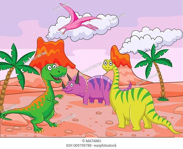 Dinosaurs Cartoon Line Drawing Doodle Stock Vector - Illustration of  extinct, prehistoric: 78134640