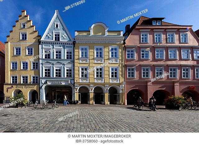 Historic buildings and pedestrian zone, historic center, Landshut, Lower Bavaria, Bavaria, Germany