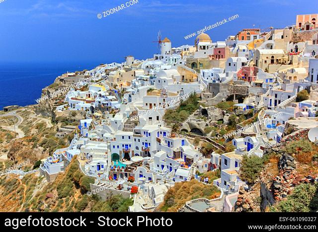 View of Oia village in the Caldera by day, Greece