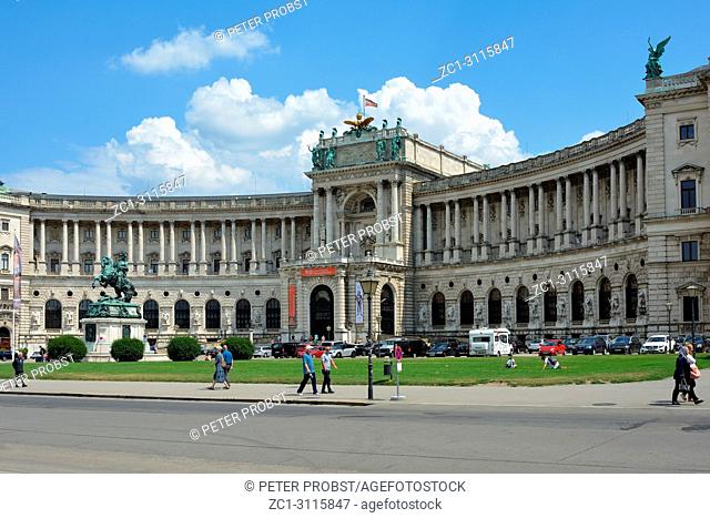 View from Heldenplatz to the Hofburg in Vienna with the official residence of the Austrian Federal President and seat of the OSCE - Austria