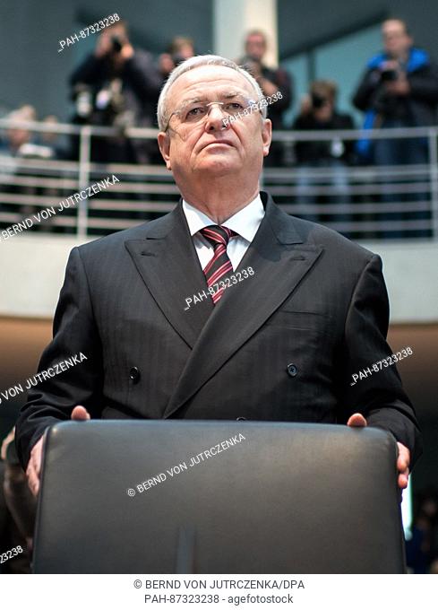 Martin Winterkorn, former CEO of Volkswagen, arrives as a witness to a session of the German Bundestag's emissions investigation committee in Berlin, Germany