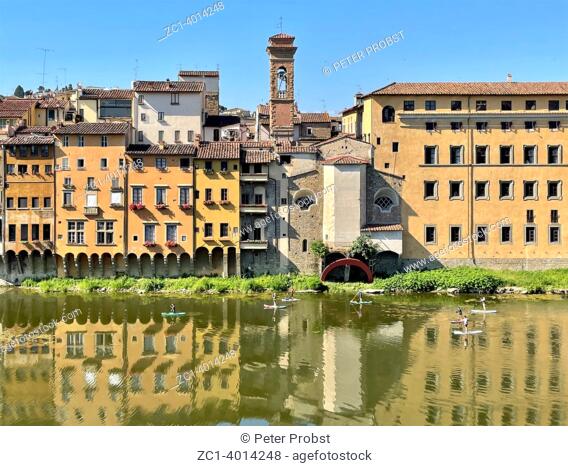 Old town of Florence on the Arno river- Italy