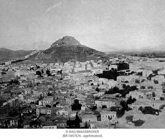 Early autotype of Athens, Greece, historical photograph, 1884