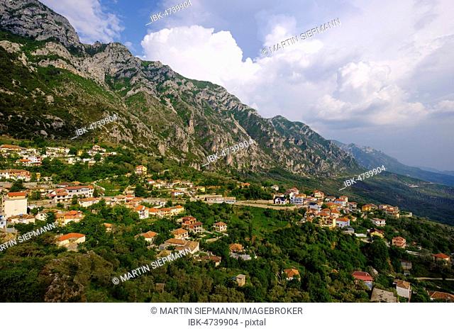 Skanderbeg mountains with Kruja, Krujë, view from fortress, Durrës Qark, Durres, Albania