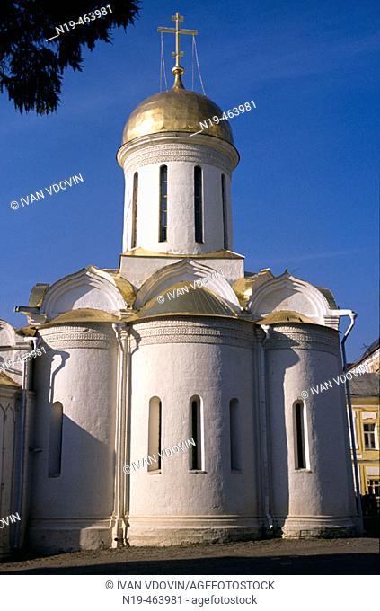Holy Trinity cathedral (1422-1423) of the Holy Trinity-St. Sergius Lavra (monastery), Sergiyev Posad. Moscow Oblast, Russia