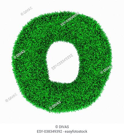 Letter O, made of grass isolated on white background