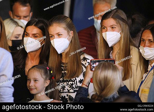 Queen Letizia of Spain, Crown Princess Leonor, Princess Sofia visit to the Reception, Reception and Referral Centre (Creade) for Refugees at Social Security...