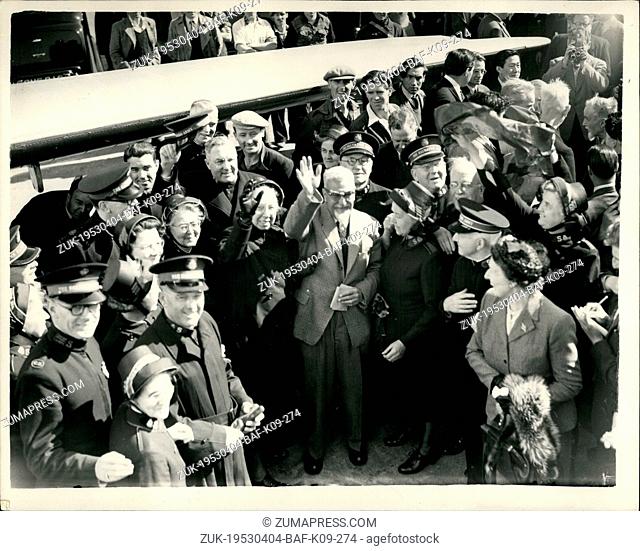 Apr. 04, 1953 - Seven Arrives from Korea. Commissioner Herbert Lord: The seven men who have been interned in Korea for two years and eight months arrived by...