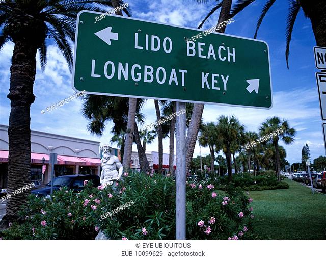 Longboad Key and Lido Beach Signs. St. Armands Circle