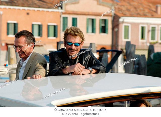 Johnny Hallyday and Patrice Leconte. Venice. Italy (2002)