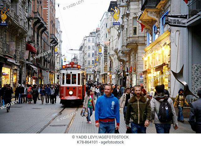 Istiklal Caddesi Istanbul's main shopping street in Beyoglu quarter Istanbul, Turkey