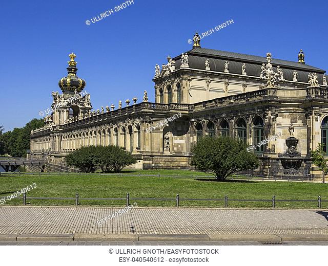 The Zwinger Palace with the Kronentor Gate in the city of Dresden, Saxony, Germany