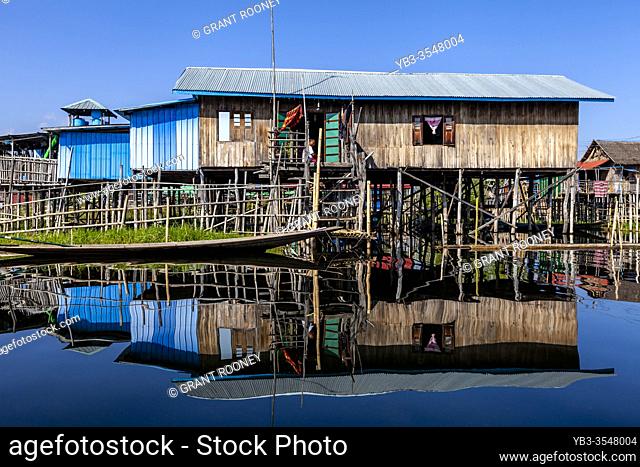 Stilt Houses On Lake Inle, Nam Pan Floating Village, Shan State, Myanmar