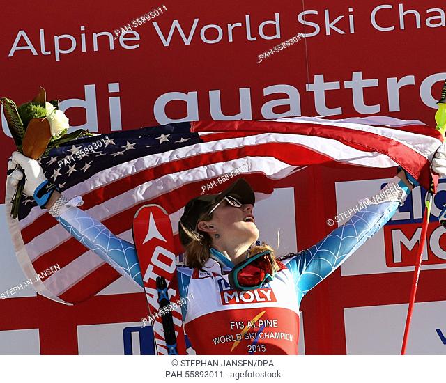Gold medal winner Mikaela Shiffrin of USA reacts after the womens slalom at the Alpine Skiing World Championships in Vail - Beaver Creek, Colorado, USA