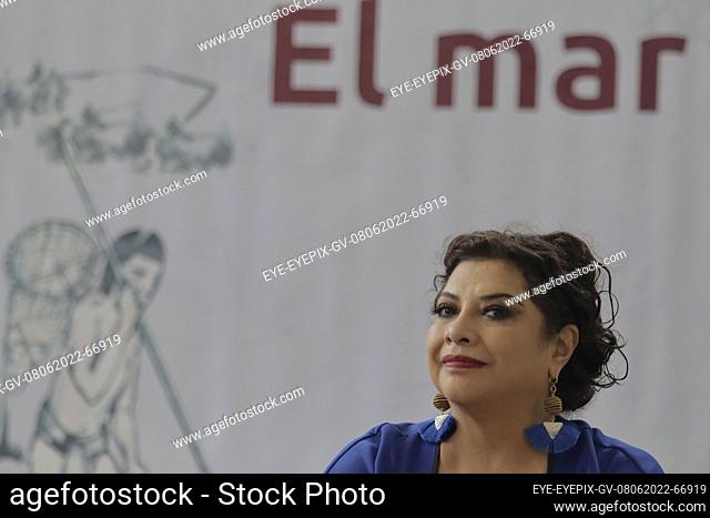 Jun 8, 2022, Mexico City, Mexico: Iztapalapa Mayor Clara Brugada, talks during a news conference to promote  the 16th Fish and Seafood Fair 2022 in Iztapalapa