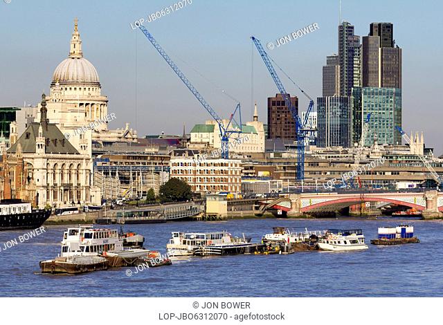 Iconic London skyline viewed from Waterloo Bridge in autumn