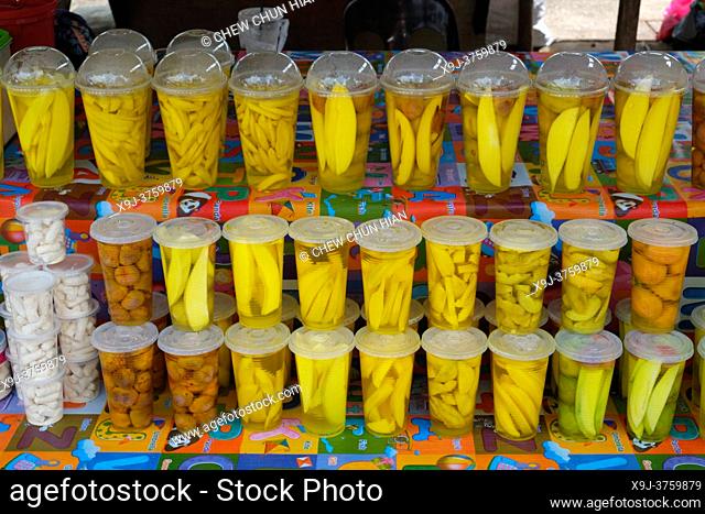 Pickled fruits in a cup, asia