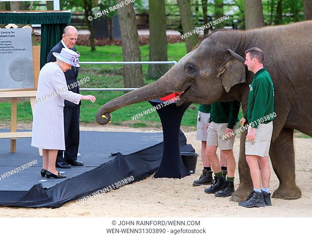 Queen Elizabeth II and Prince Philip, Duke of Edinburgh visit the new elephant centre at ZSL Whipsnade Zoo Featuring: Queen Elizabeth II, Prince Philip