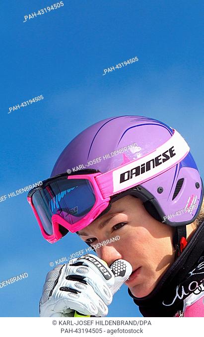 German ski racer Maria Hoefl-Riesch is pictured during the Media Day of German Ski Association (DSV) at the Moelltaler Gletscher ski resort near Flattach
