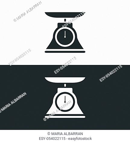 Commercial weight scale icon for stores and pharmacies. Isolated vector illustration