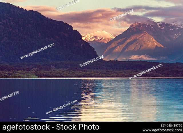 Beautiful mountain landscapes in Patagonia. Mountains lake in Argentina, South America