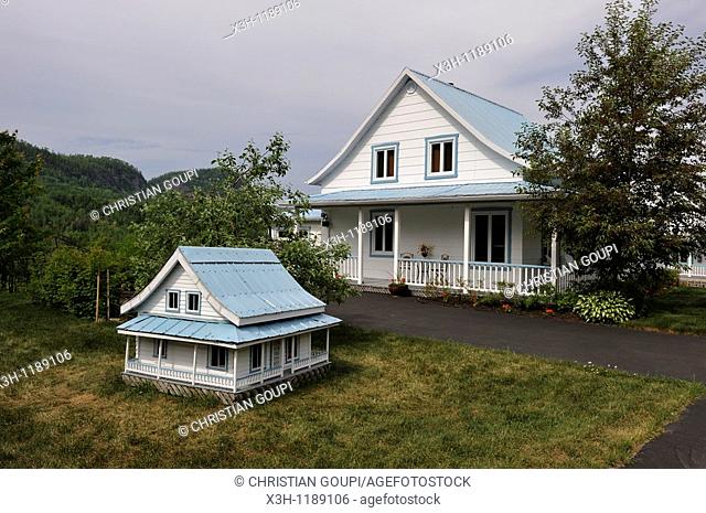 house and miniature replica, Saguenay National Park, Riviere-eternite district, Province of Quebec, Canada, North America