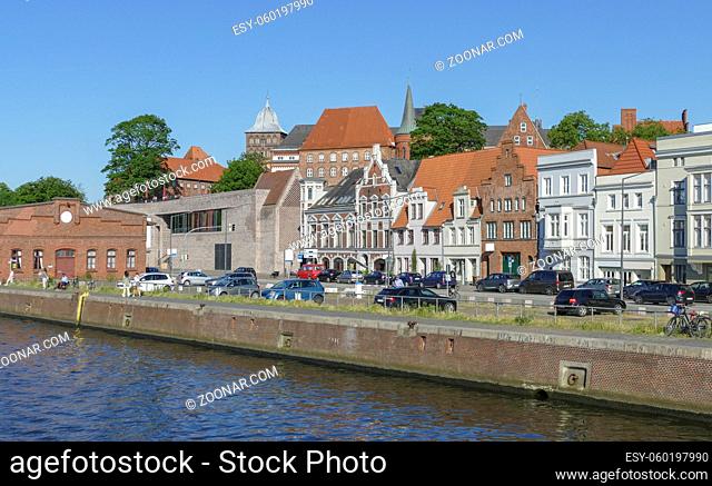 Waterside scenery at the Hanseatic City of Lübeck, a city in Northern Germany