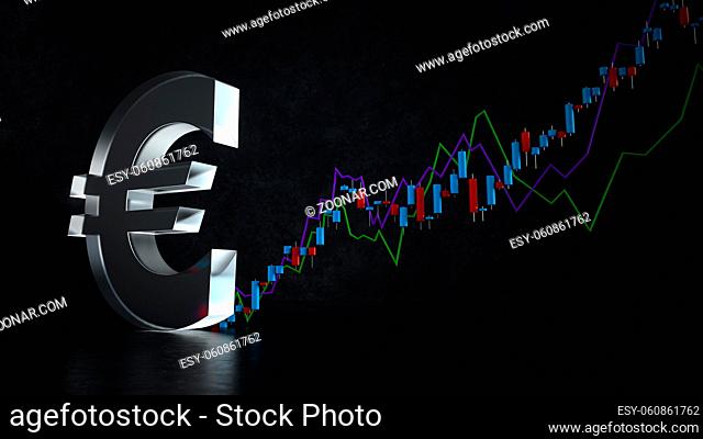 Euro currency revaluation. 3d illustration