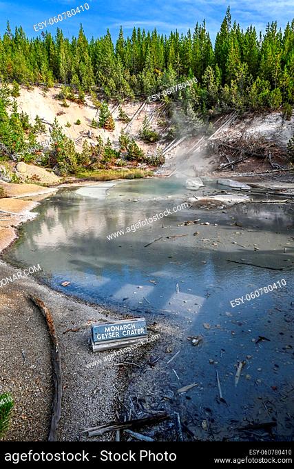 Yellowstone NP, WY, USA - Aug 12, 2020: The Monarch Geyser Crater
